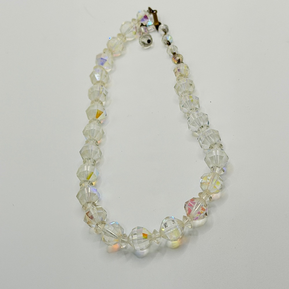 Laguna Crystal Necklace Women OS Clear AB Iridescent Excellent Vintage 1950s - Picture 15 of 17
